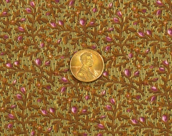 Beth Bruske Ditsy Floral Leaf Fabric Brown Cotton 1 YD