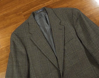 Mens Vintage Chaps Sport Coat Size 43L Plaid Wool Tweed