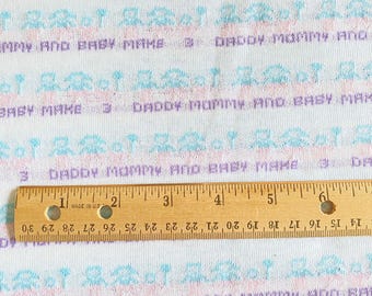 1970s Novelty Mommy Daddy Stripe Cotton Knit Fabric 32x60