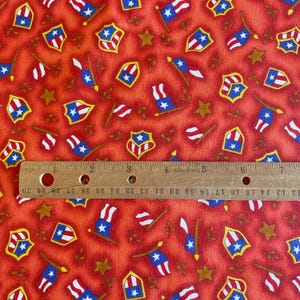1.9 YD Small Flags Fabric Soft Red Quilting Cotton