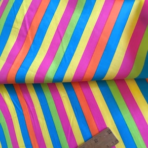 BTY 1980s Multicolor Carnival Stripe Fabric Cotton