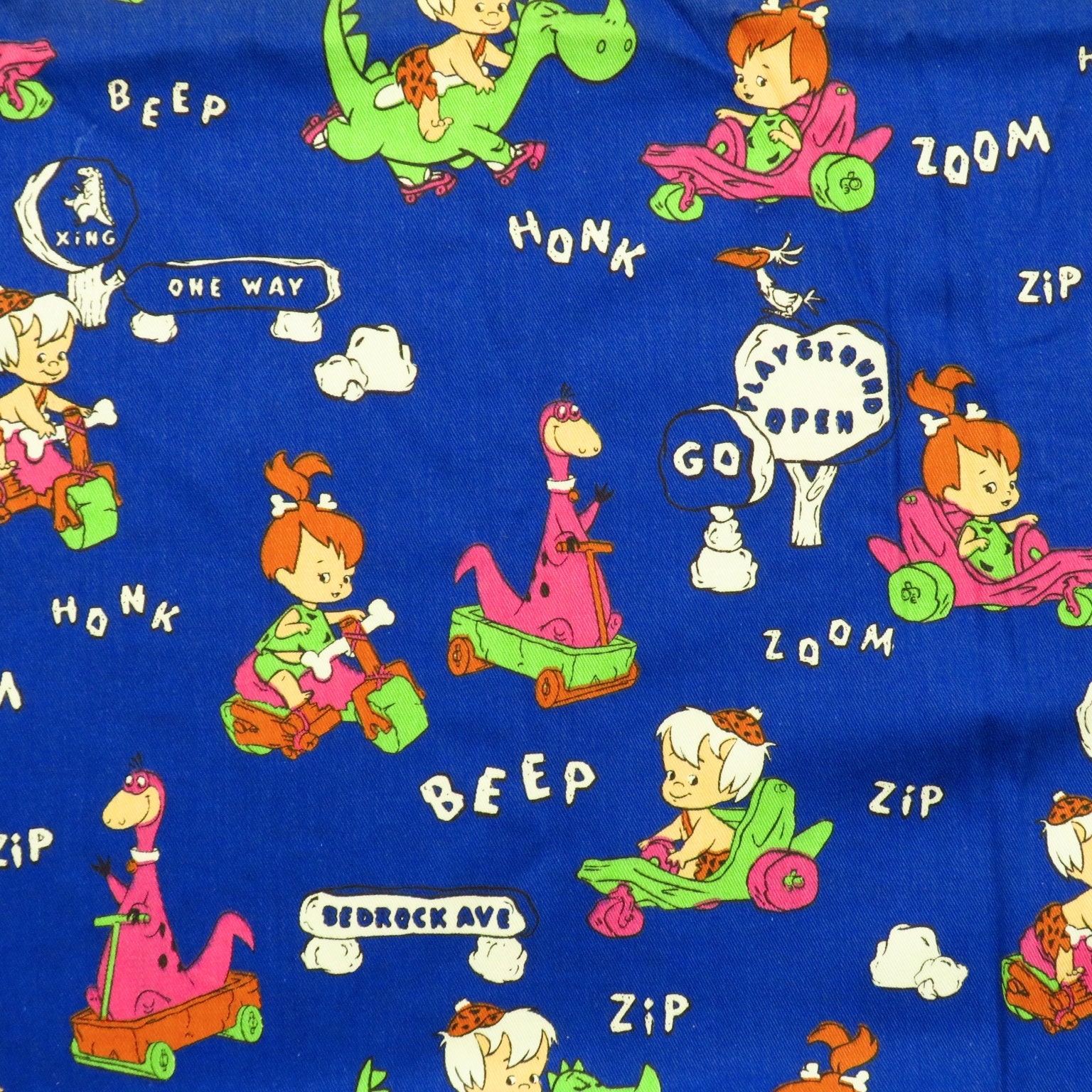 The Flintstones Stone Age 100% Cotton Fabric Material BY HALF METRE 