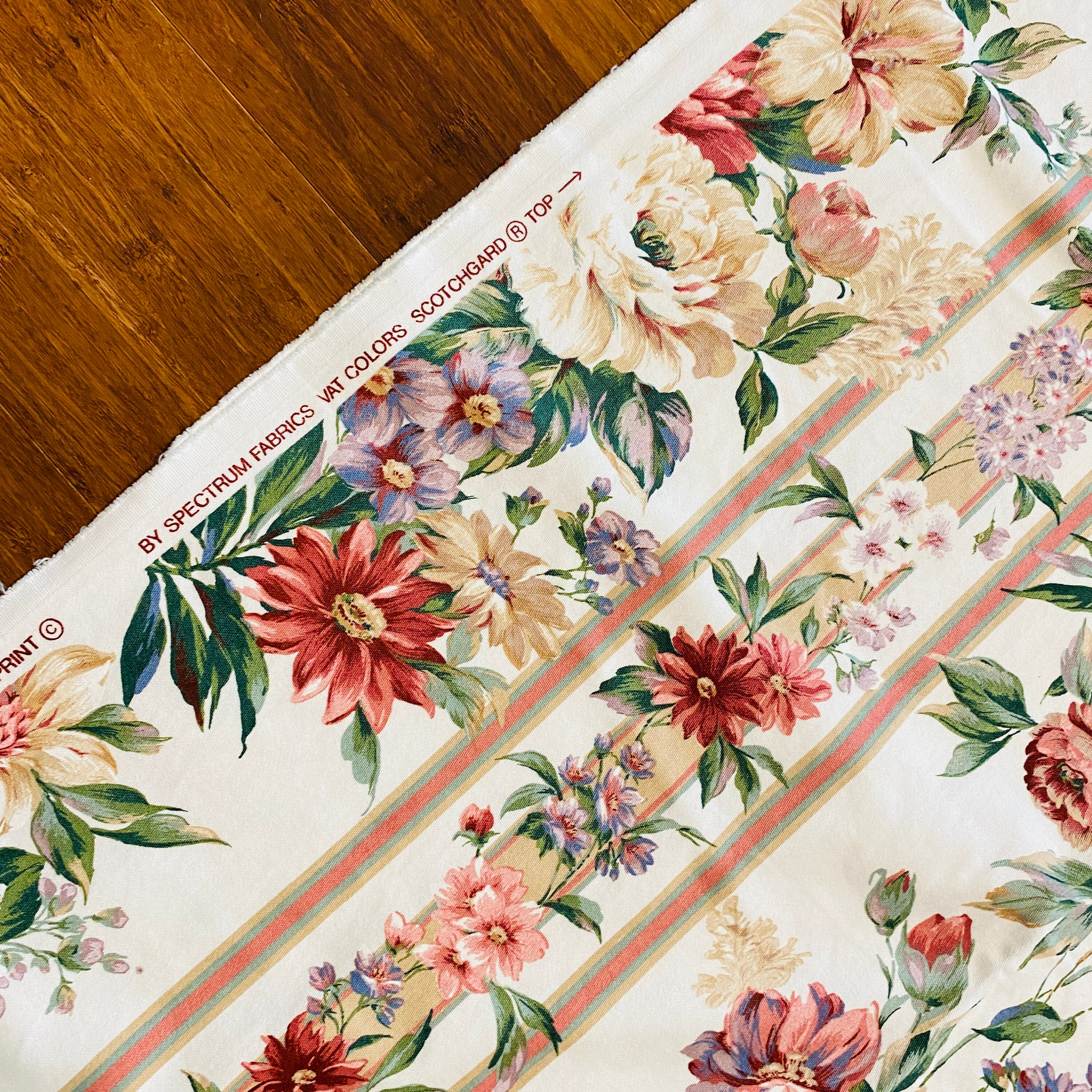 2.7 YD Vintage Floral Stripe Upholstery Fabric Decor - Etsy