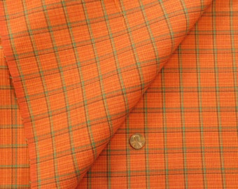 1.7 YD Orange Check Home Decor Fabric Midweight