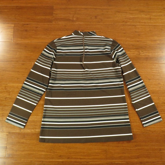 Womens Vintage 1970s Stripe Polyester Knit Mockne… - image 3