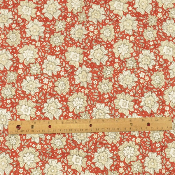 Contemporary Floral Fabric P&B Textiles Brick Red Cotton 29x42