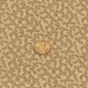 1 YD Vintage Ditsy Leaf Fabric Tan Quilting Cotton