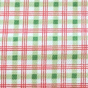 BTY Pink Green Check Plaid Cotton Duck Cloth Fabric Heavy Weight