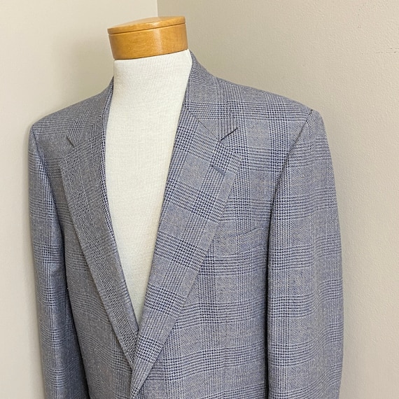 Mens Vintage Stafford Sport Coat Blue Gray Plaid … - image 1