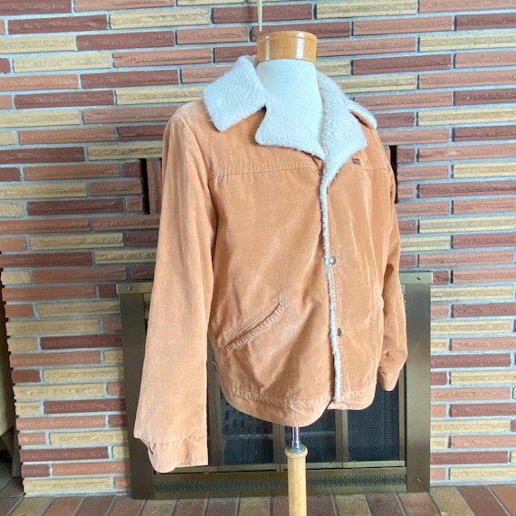 Mens 1970s Corduroy Trucker Jacket Sherpa Line Wr… - image 6