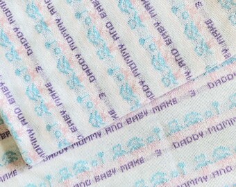 1970s Novelty Mommy Daddy Stripe Cotton Knit Fabric 32x60