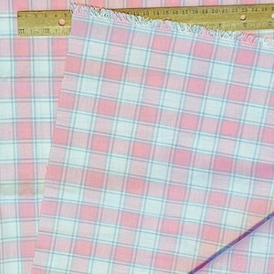 1.5 YD Bubble Gum Pink Check Shirting Fabric Cotton Blend