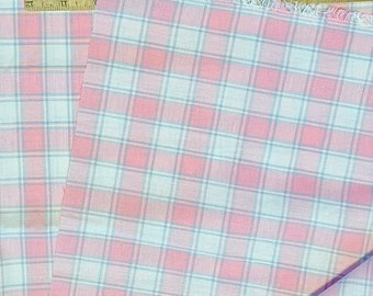 1.5 YD Bubble Gum Pink Check Shirting Fabric Cotton Blend