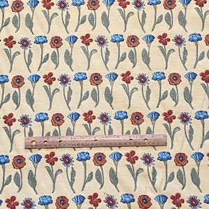 BTY Muted Yellow Flower Stripe Jacquard Fabric