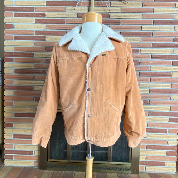 Mens 1970s Corduroy Trucker Jacket Sherpa Line Wr… - image 1
