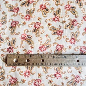 BTY Vintage 1970s Paisley Shirting Fabric Tan Polycotton