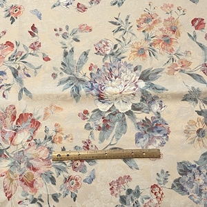 BTY Vintage Floral Brocade Upholstery Fabric Beige