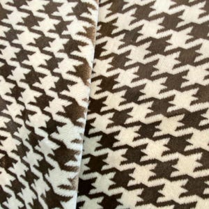 BTY Vintage Velour Upholstery Fabric Brown Houndstooth