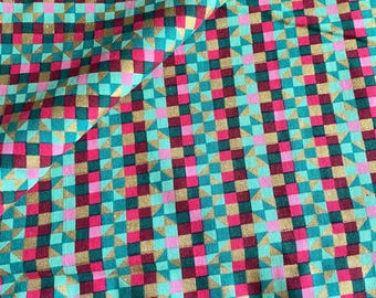 Small Geometric Print Fabric Multicolor Cotton 21x44