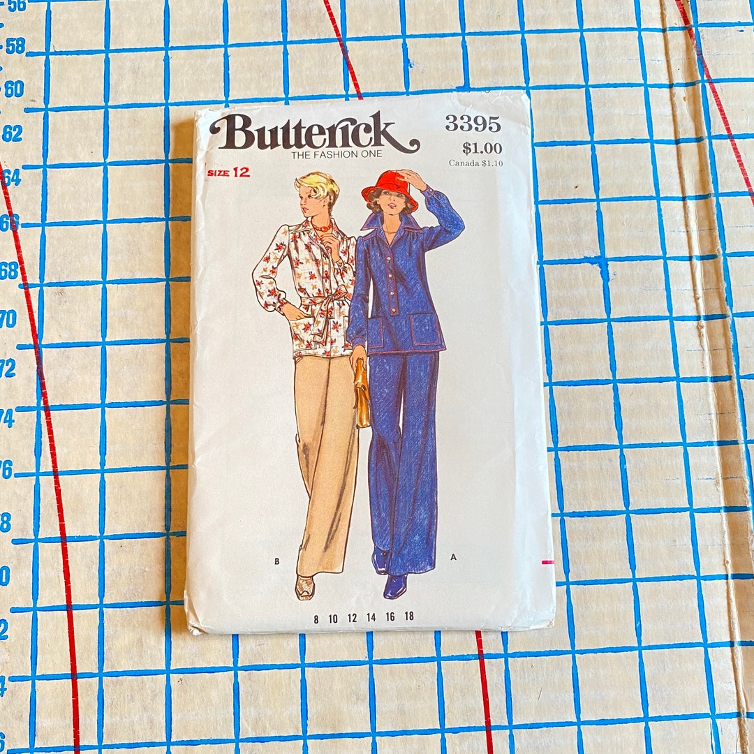 misses-uncut-1970s-top-and-pants-pattern-size-12-butterick-3395-etsy