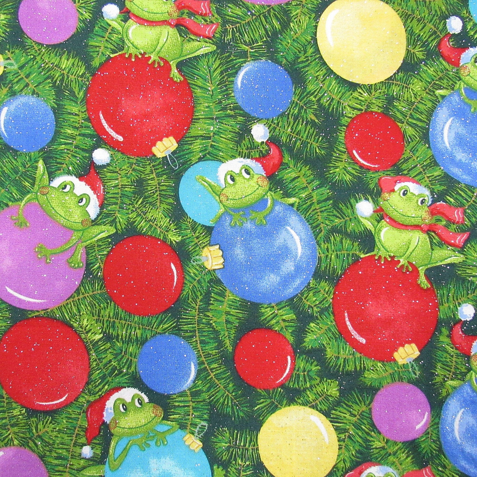 1.6 Yards Novelty Christmas Fabric Frogs Cotton Etsy