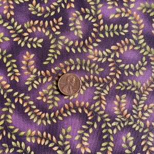 BTY Ditsy Leaf Fabric Remember Me Purple Quilting Cotton