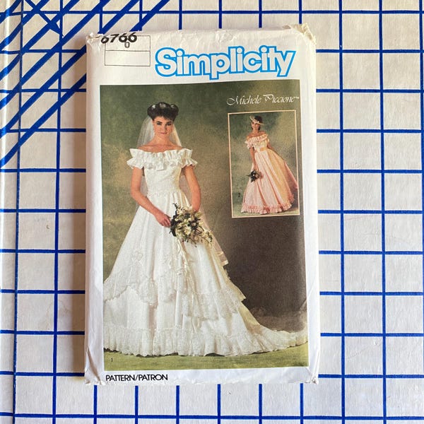 Uncut 1980s Wedding Dress Bridesmaid Pattern Size 6 Simplicity 6766