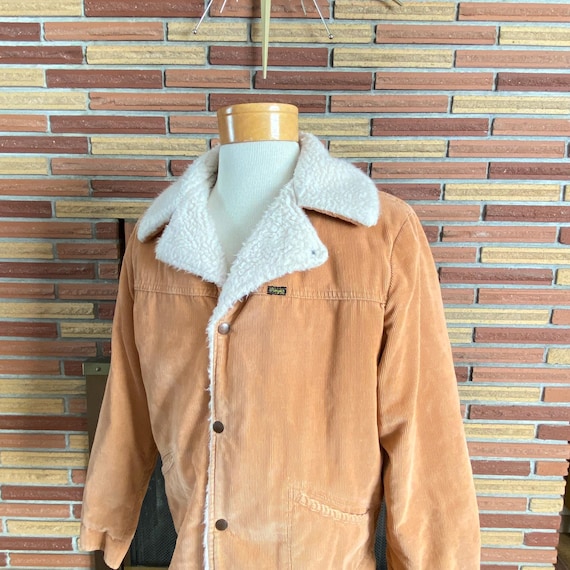 Mens 1970s Corduroy Trucker Jacket Sherpa Line Wr… - image 2