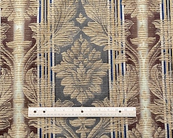 BTY Damask Stripe Interior Decor Fabric Green Brown