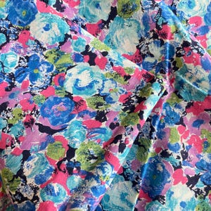 2.5 YD Packed Floral Apparel Fabric Blue Pink Cotton Rayon Blend?