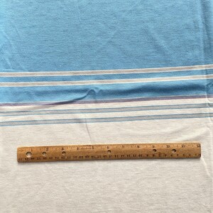 1.2 YD 1980s Stripe Knit Fabric Pastel Blue White