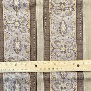 1.8 YD Ornate Stripe Fabric Taupe Purple Quilting Cotton