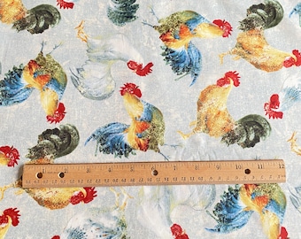 BTY Rooster Fabric Early to Rise Wilmington Cotton Print