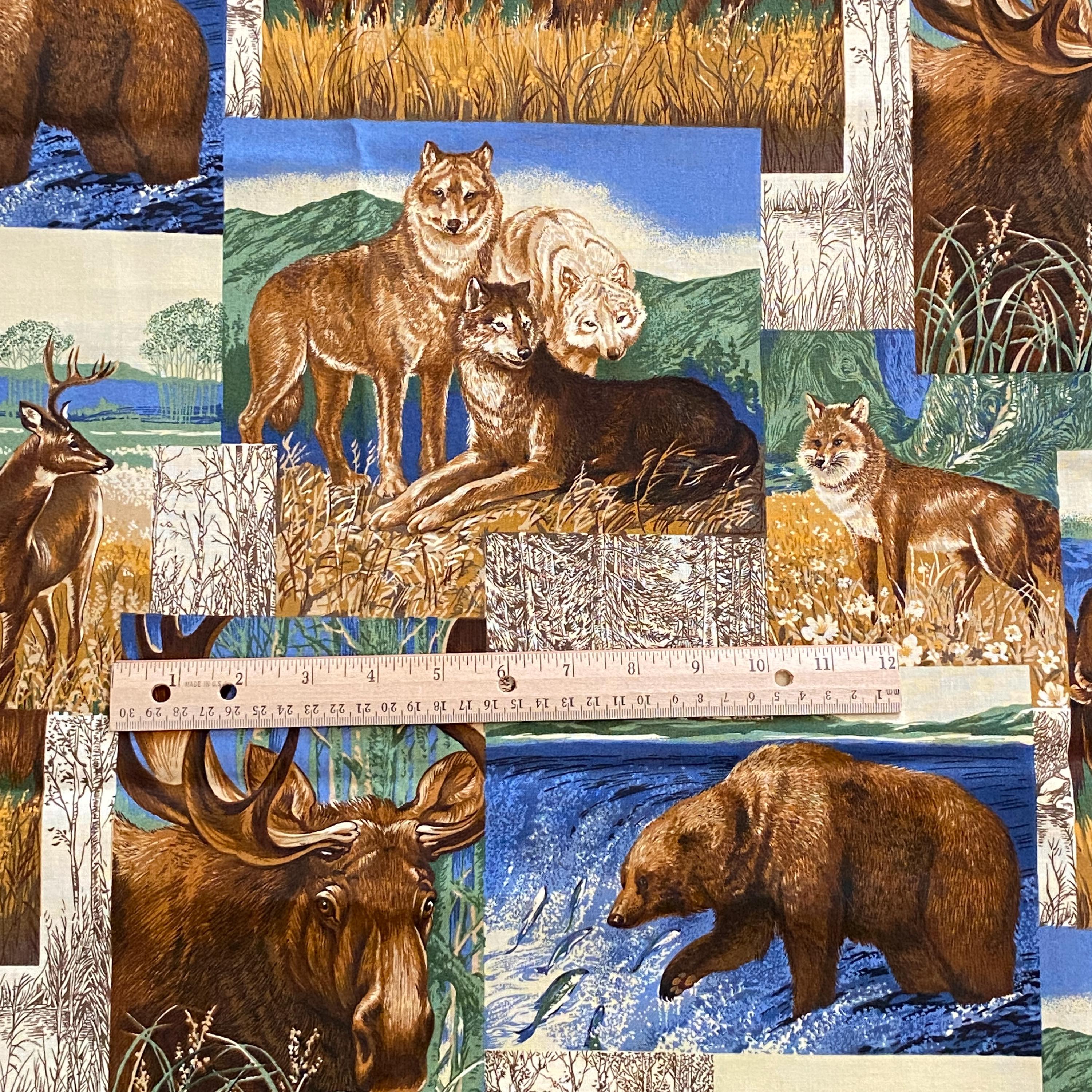 2 YD Northwoods Moose Bear Fabric Cotton VIP Print - Etsy