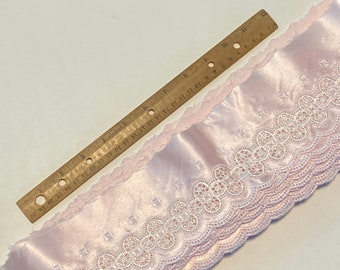 4 YD Wide Baby Pink Embroidered Satin Trim