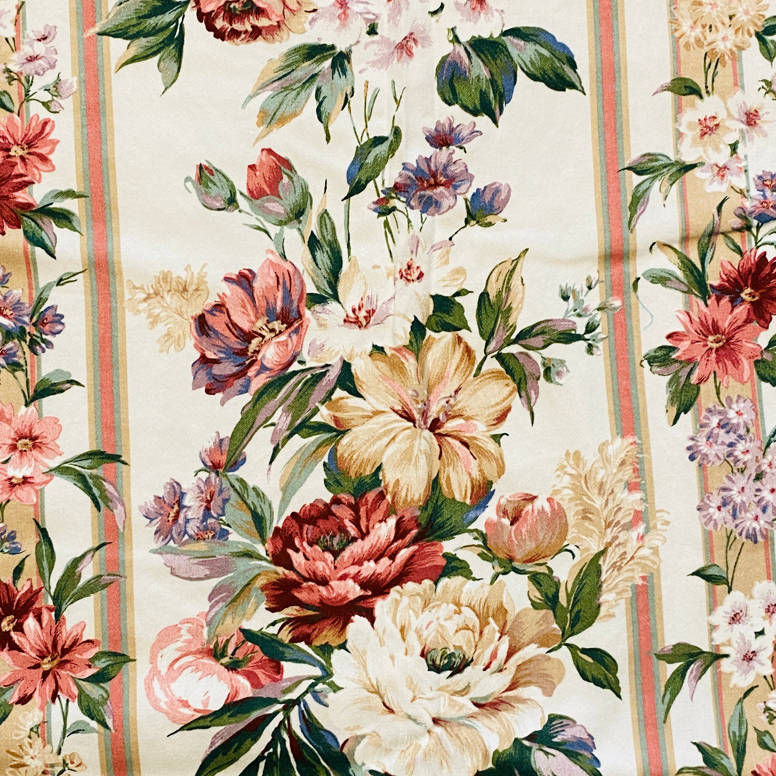2.7 YD Vintage Floral Stripe Upholstery Fabric Decor - Etsy