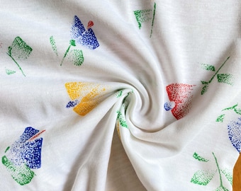 1 YD 1980s Abstract Flower Knit Fabric Vintage Jersey