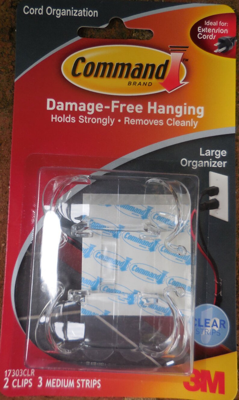 Command Clear Large Cord Clips W/clear Strips 2 / Pack Clear Etsy