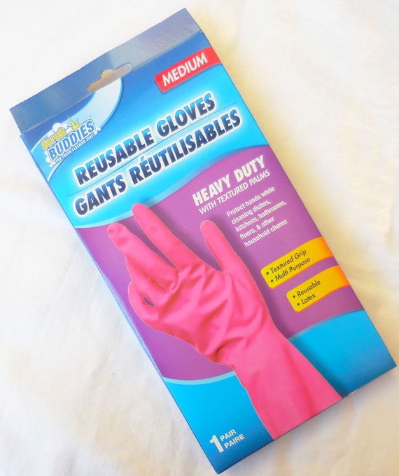 1 Pair Scrub Buddies Large Latex Reusable Gloves Heavy Duty Protect Hands 