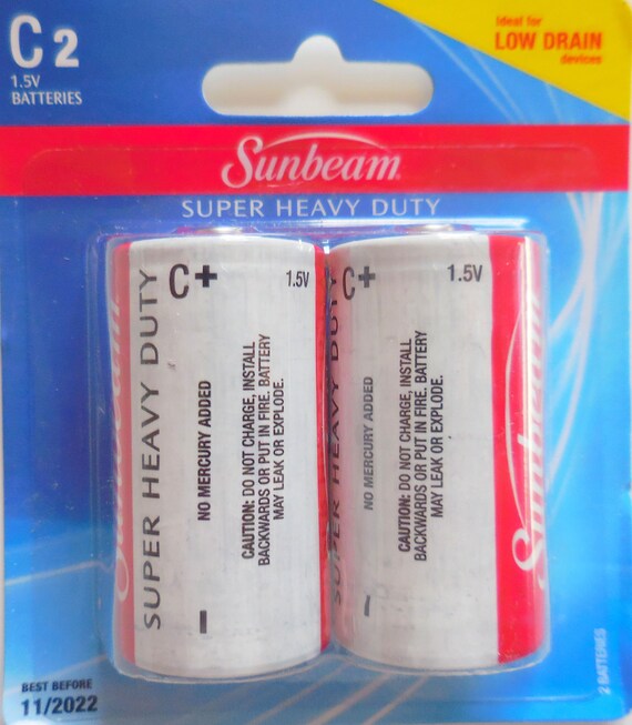 22 Pack SUNBEAM C BATTERIES Low Drain Super Heavy Duty Etsy