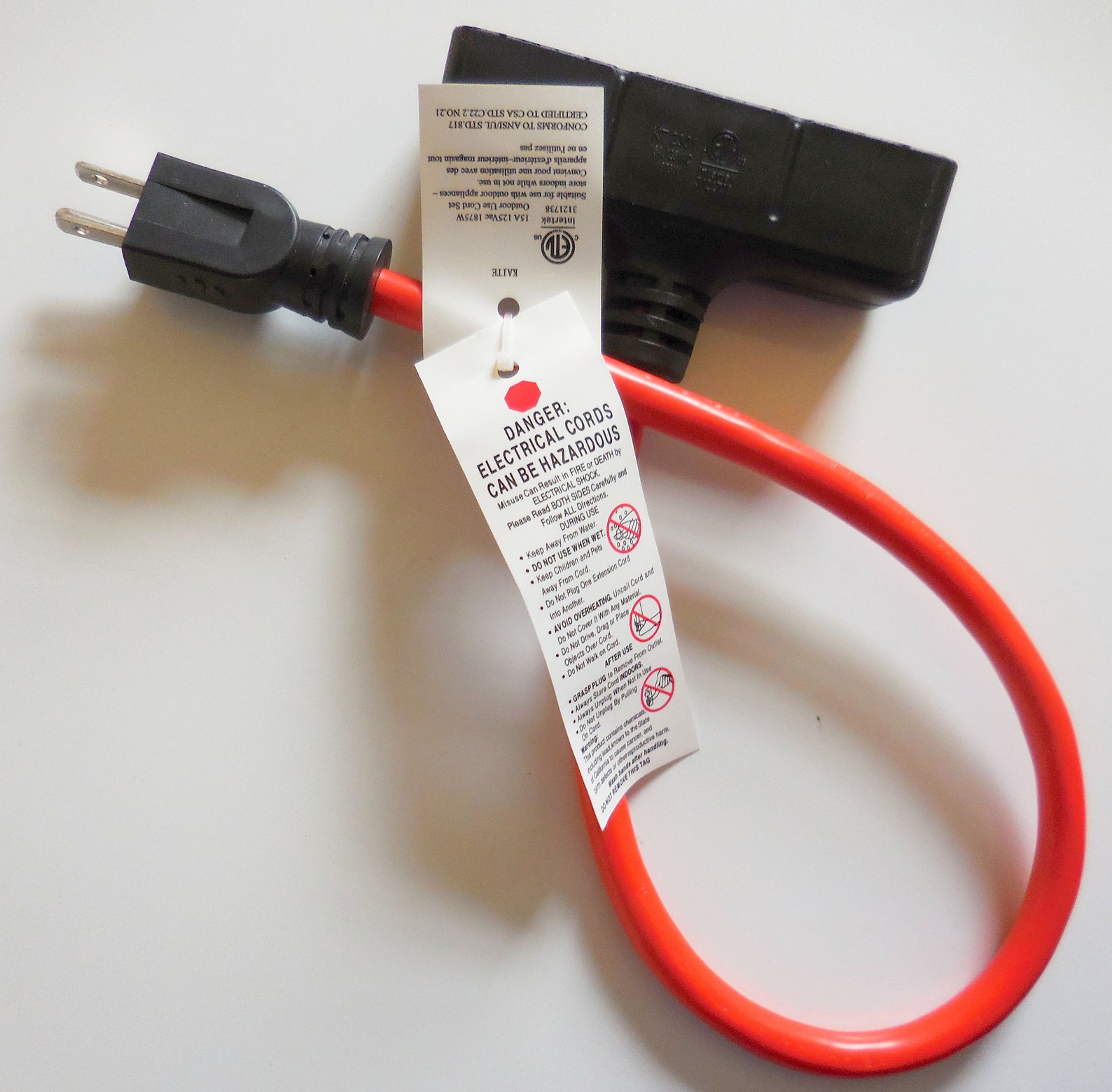 2 Ft. Triple Tap 3 Outlet Extension Cord Indoor/outdoor Water Etsy