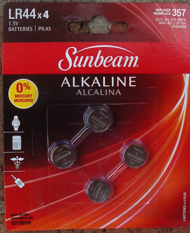 LR44 Alkaline SUNBEAM Battery package of 4 Replaces 357 Etsy