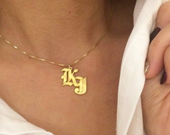 Custom 14k gold old English letters - two initial letters in old English font