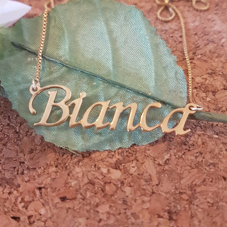 Customized 14k Solid gold name necklace Personalized Bianca name pendant