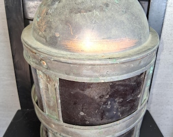 Vintage Large Copper Verdigris Interior/Exterior Porch Lantern Pendant Light Fixture