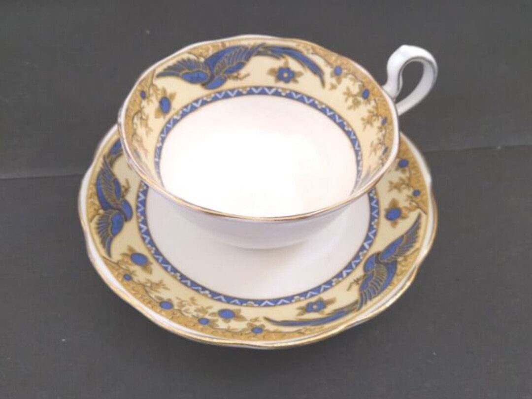 Royal Albert Crown China Tea Cup and Saucer Made in England 1930s Blue Bird Etsy