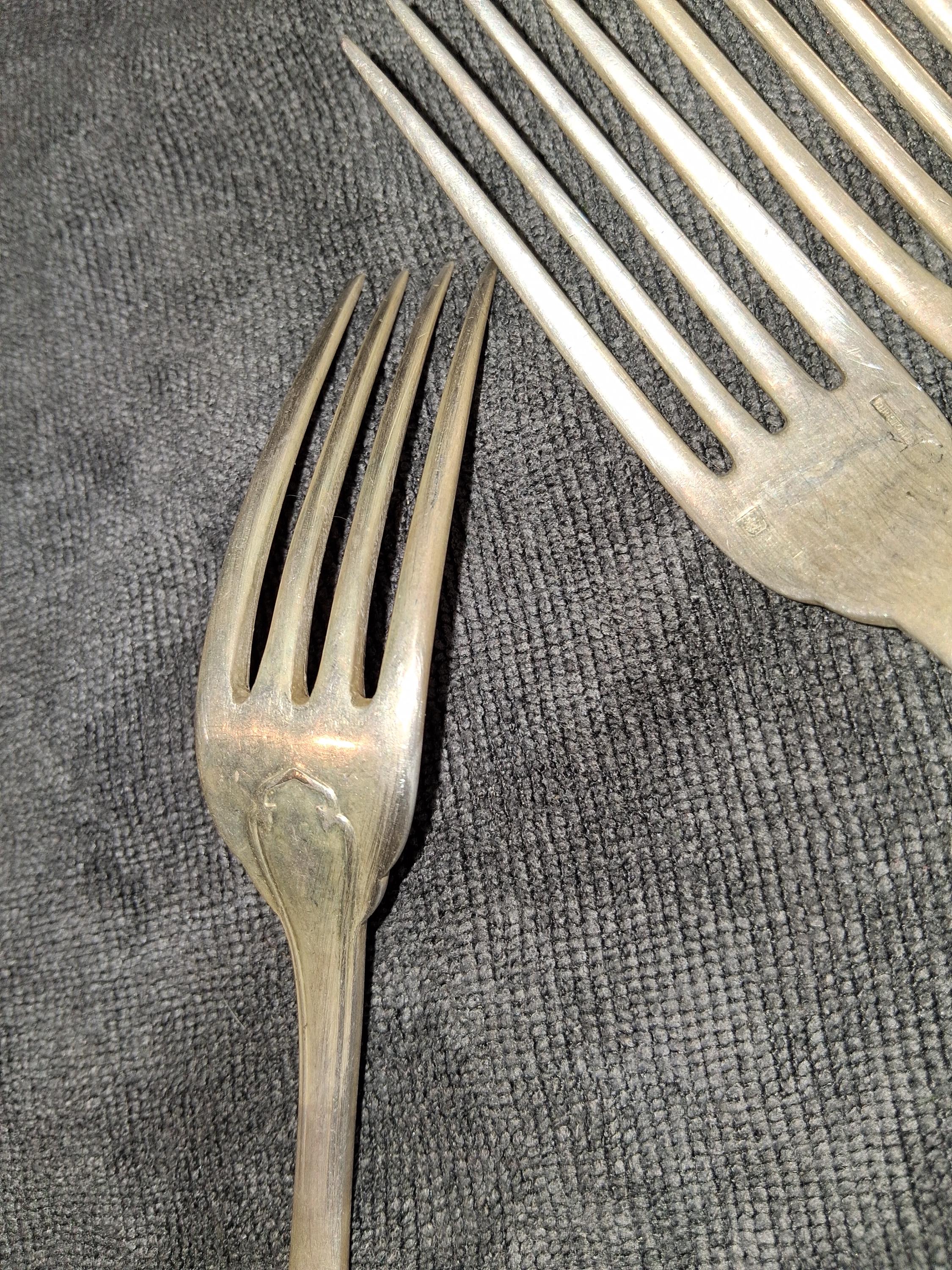 Christofle 5 Table Dinner Forks Japanese Pattern Silver Plate
