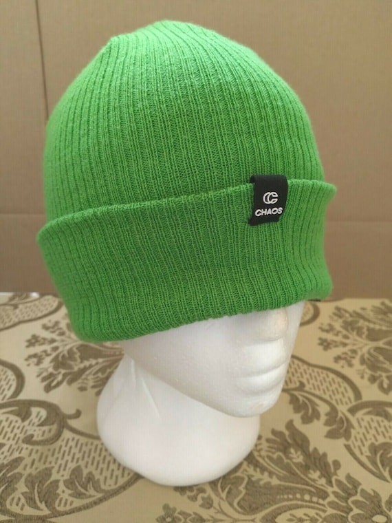 Mens Chaos Cuffed GREEN Beanie Toque Winter Hat