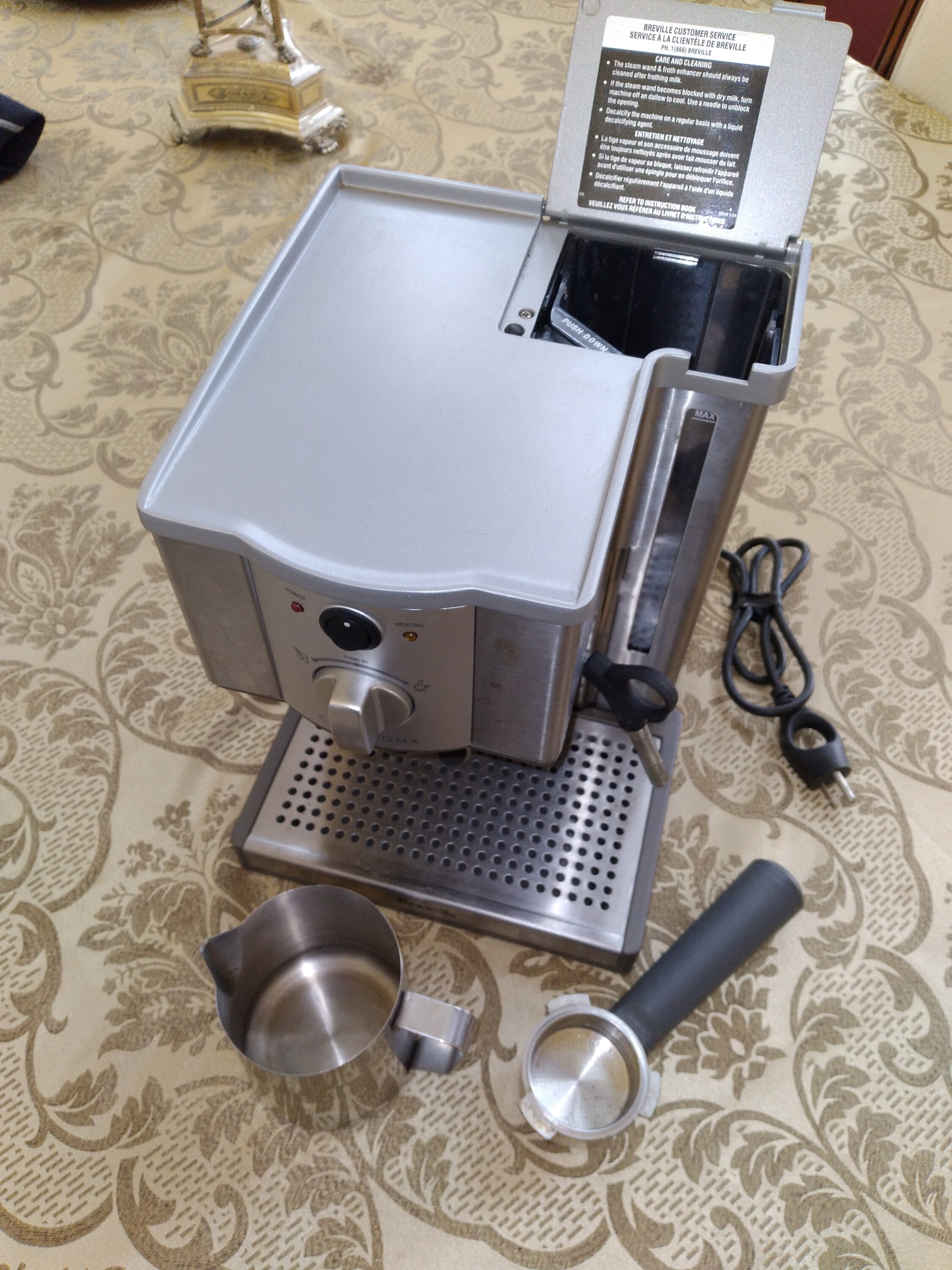 Breville Cafe Roma Espresso Machine Brushed Stainless Steel Coffee