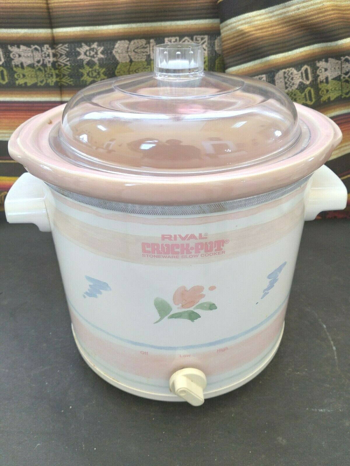 Vintage Rival Crock Pot Blush Pink Pastel Flowers Slow Cooker 3150 2.5 Qt.